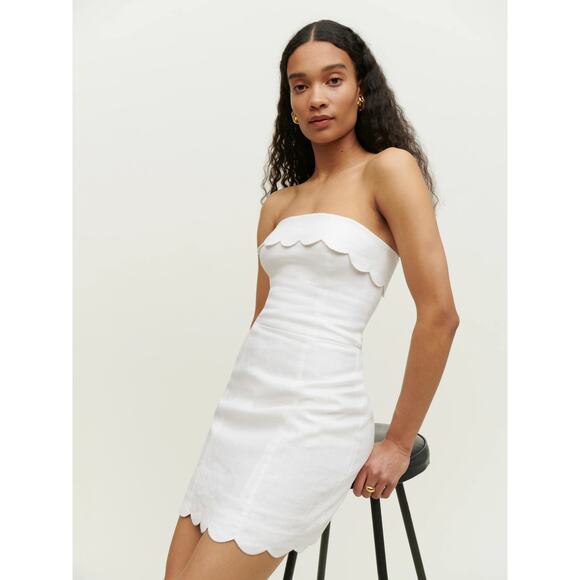 Reformation Isles Linen Dress White Size‎ 10